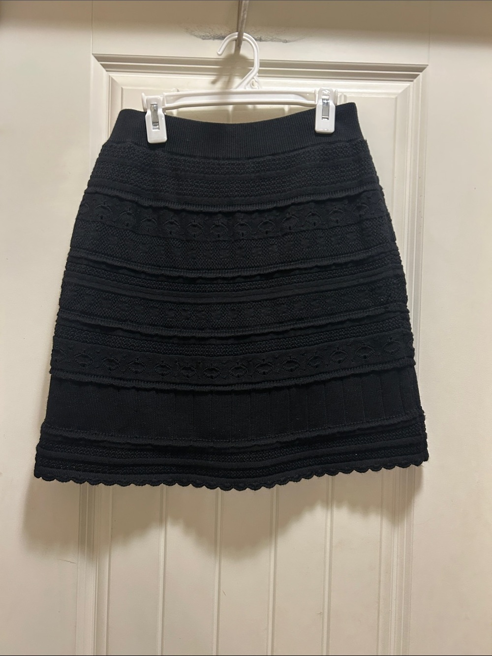 Anthropologie leifsdottir Black Textured A-Line Knit Skirt